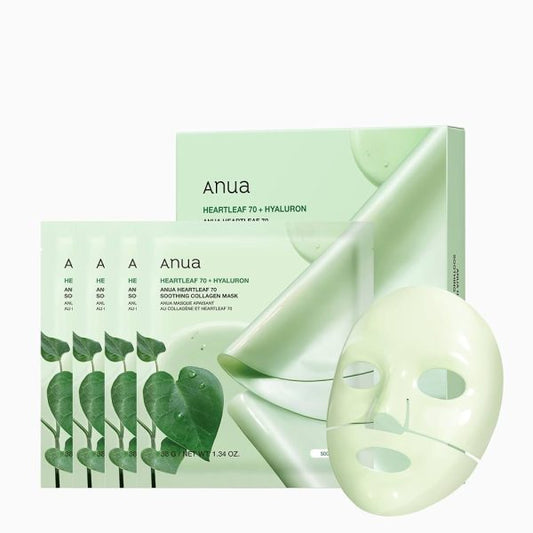 Anua – Heartleaf 70 Soothing Collagen Mask, 4pcs * 38g